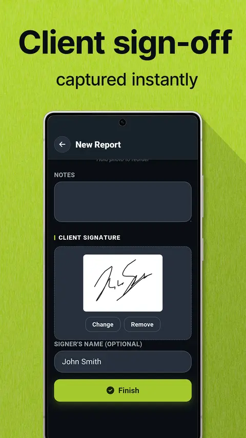 Client sign-off, captured instantly