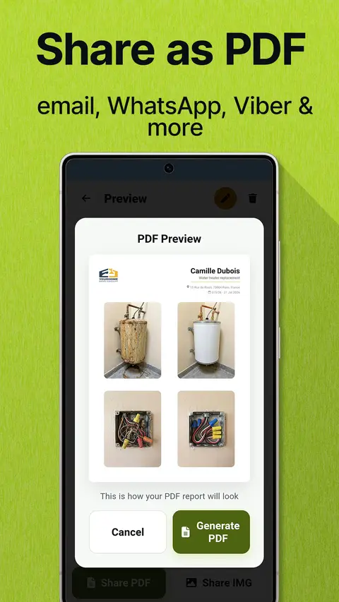 Share as PDF by email, WhatsApp, Viber and more